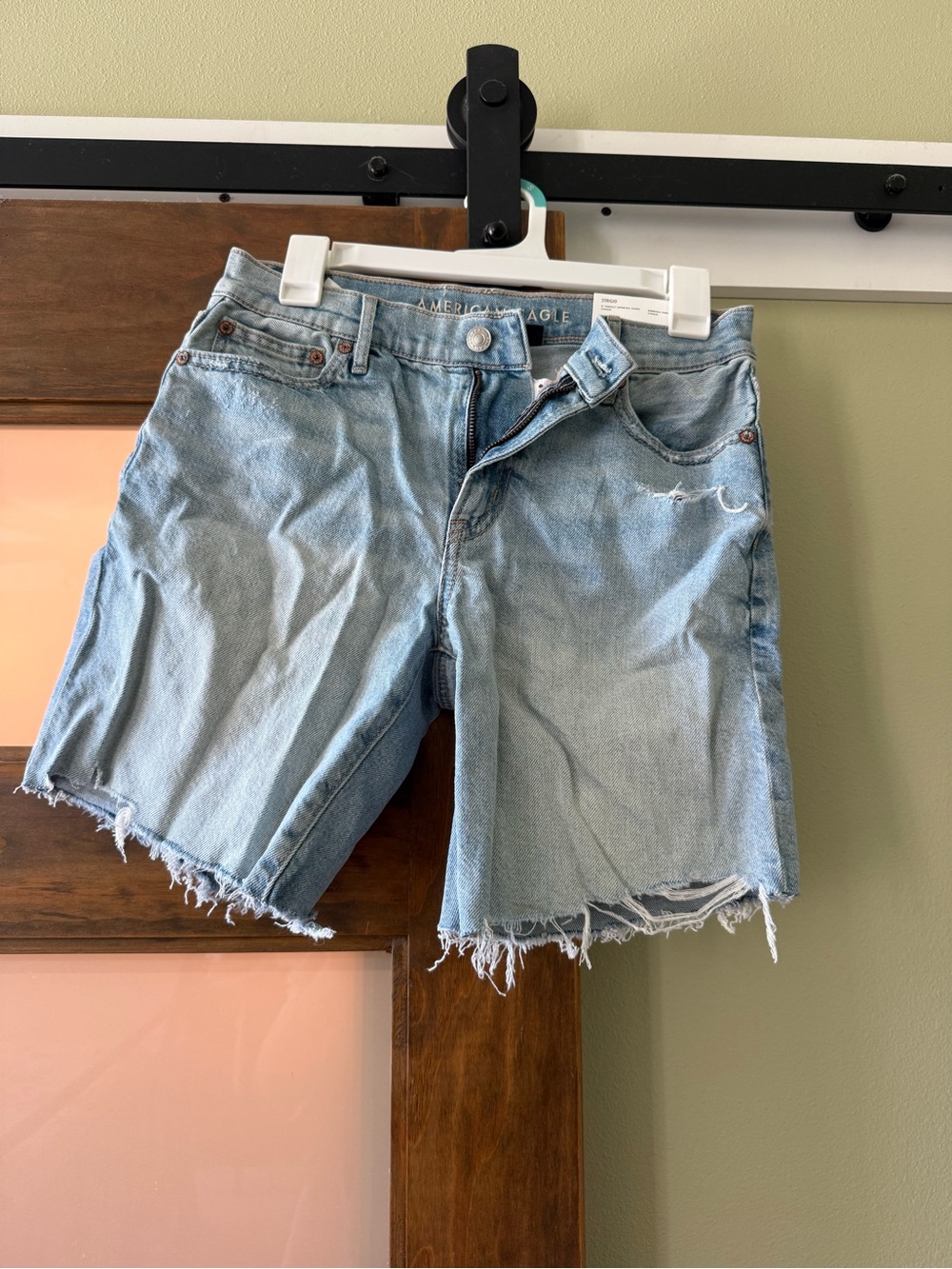 American Eagle Outfitters Light Blue Distressed Denim Cutoff Shorts